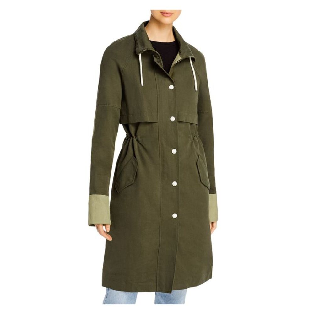 YS ARMY Womens Green Color Block Button Down Winter Jacket Coat 34